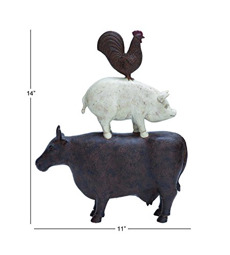 Deco 79 Polystone Farm Animals Stacked Sculpture, 11" X 3" X 14", Brown #TOP7