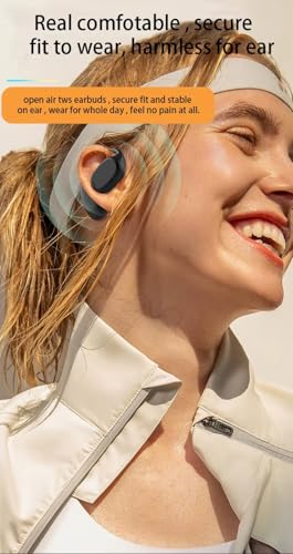 Image of JS272 OWS Open Ear TWS Earbuds | 50 Hrs of Playtime | Bluetooth v5.4 with AI-ENC | Skin Friendly Ear Hook | Environmental Awareness | 45ms Low Latency Gaming | IPX5 Water Resistant (Beige)