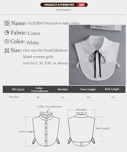GUZOSJO Sailor Detachable Collar Shirt,Dickey Half Blouse False Collar for Lady Girls4