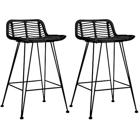 vidaXL 2X Taburetes de Cocina Ratán Negro Cover