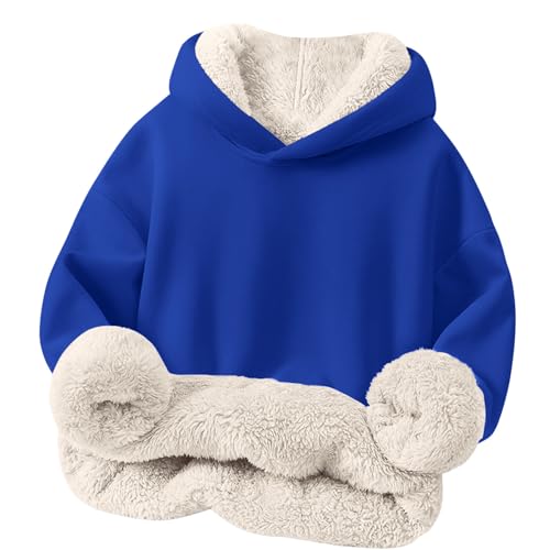 Unisex Boys Girls Fleece Lined Sherpa Hoodie Kids Warm Winter Hoodies Pullover Hooded Sweatshirt Sweater 1-12Y3