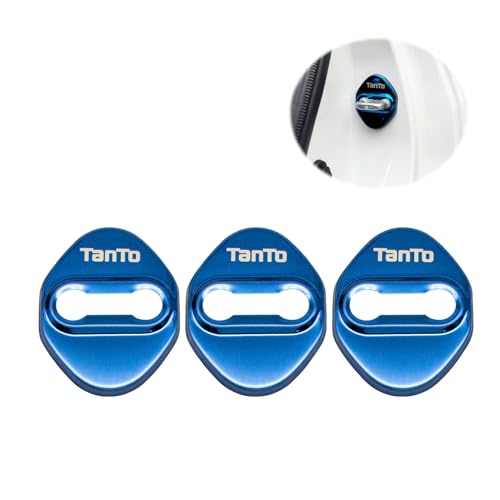 TADOKAPATU ダイハツ タントカスタム LA650S 660S 対応 ストライカー カバー ドアロック カバー メッキ アクセサリー 内装 パーツ 錆防止 ステンレス 3PCS 取り付け簡単【ブルー】DCT-MSGL