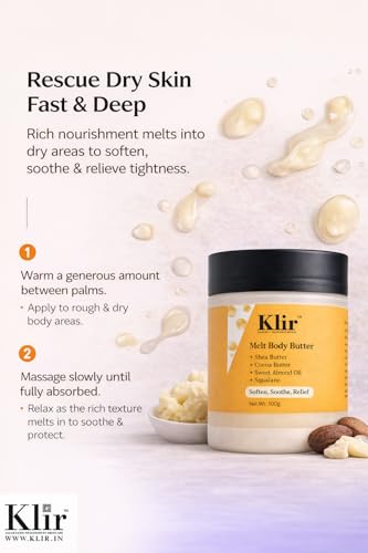 Image of KLIR Melt Body Butter | Deep Nourishing Moisturizer With Shea Butter, Cocoa Butter, Sweet Almond Oil (2 * 100gm)