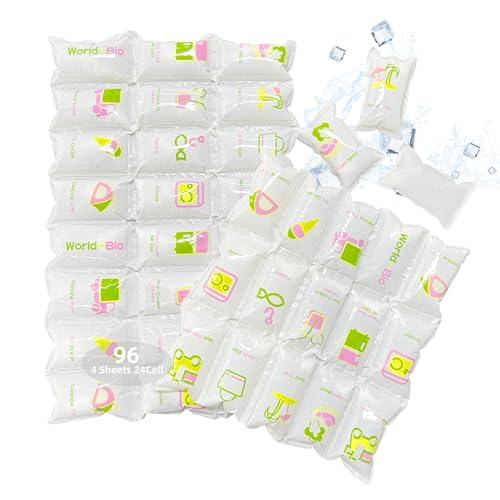 WORLD-BIO Dry Ice Packs for Shipping & Coolers, Shipping Ice Sheets for Coolers Reusable, Long Lasting Dry Ice for Shipping Food, Keep Food Drink Cold,17'' X 9.3'' 96 Cells