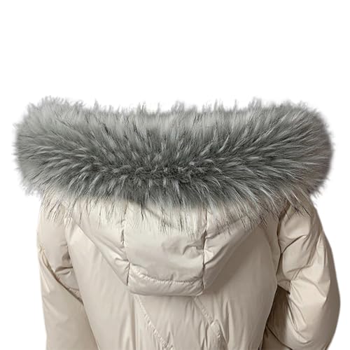 ECYC Ltd Fluffy Faux Fur Hood Trim Collar Replacement, Women's Faux Fur Collar Scarf Wrap Neck Warmer Faux Fur Collar Detachable Hood Trim for Winter Coat Unisex
