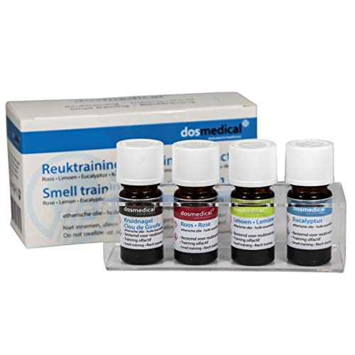 Riechtraining Set 1 mit ätherischen Ölen (Rose, Limette, Eukalyptus und Gewürznelke)