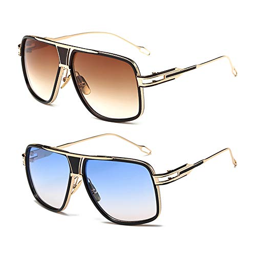 Image of Aviator Sunglasses for Men Retro Fashion Gold Oversized 70s shades | Disco Party Casual Lentes De Sol Hombre Large Big Designer 70s Outfits Sun Glasses Cool Metal Vintage Stylish Tinted Eyewear
