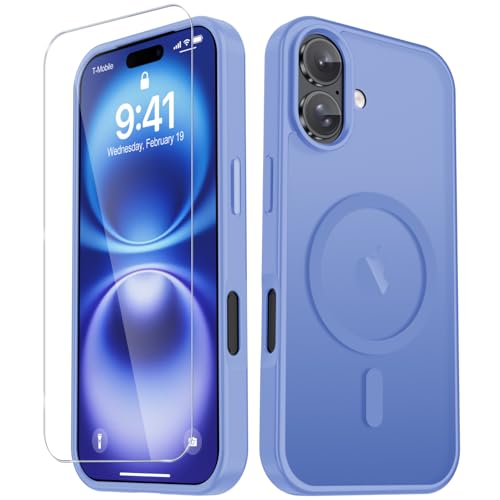 Image of YENAPOON for iPhone 17 Case, Matte Magnetic Phone Cover [with 1 Screen Protector] [Support for MagSafe] [Shockproof Military Grade Protection] Translucent Frosted Back, Purple