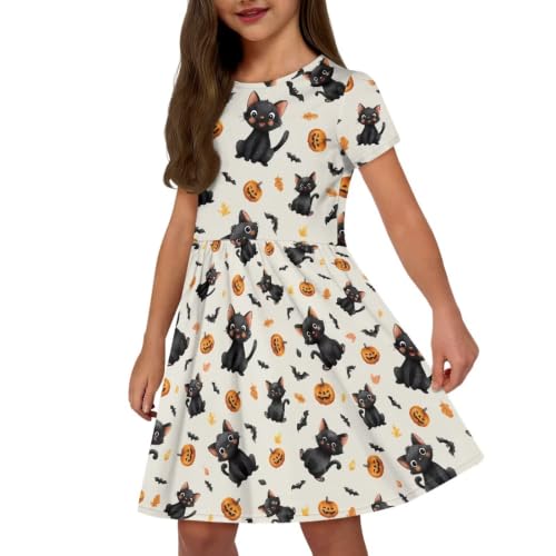 Image of Short Sleeve Dress for Girls with Pockets Cute Toddler Girl Clothes Summer 2-12