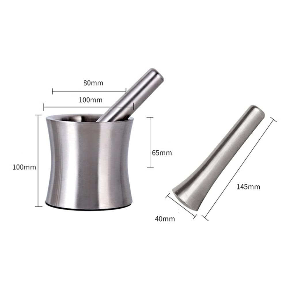 Stainless Steel Garlic Tamper Pot Dish Garlic Crusher Stone Mortar Crushing Auxiliary Food Grinder Mortar Grind
