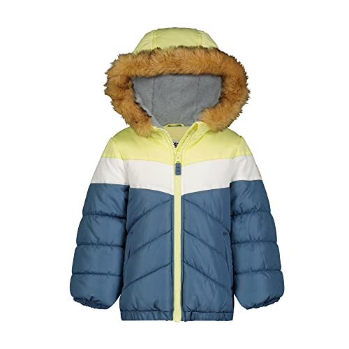 OshKosh B’gosh Baby Girl's Puffer Jacket-Warm, Hooded Infant Winter Coat, Navy/Yello, 18 Months