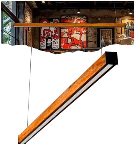 Lustre Pendente Caibro Horizontal Madeira LED Quente Bivolt Ilumi...