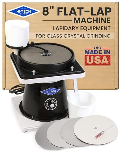 Hi-Tech Diamond 8 All-U-Need Lapidary Equipment Glass and Crystal Flat Lap Stone Grinder Gemstone Shaper Cabbing Machine Rock Polisher Kit for Stone Gems and Crystals 8 Inch 115V Only