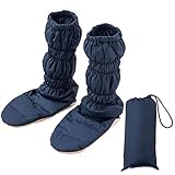 [エムール] ルームシューズ ネイビー 洗える 羽毛 ロングブーツ ルームソックス 収納袋付き 5色から選べる 防寒 あったか