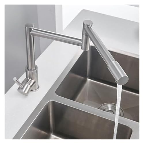 Robinet d'évier à levier unique pliable en acier inoxydable brossé durable - 4