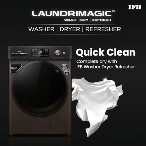 Image of IFB 9 /6 /3 kg Fully Automatic Washer Dryer Refresher with Steam Refresh, AI Powered, 100% Dry Clothes, 9 Swirl Wash Mimic Handwashing, WiFi & Eco Inverter Motor (WDR Executive ZMN, Mocha)