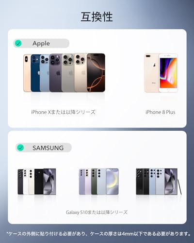 ESR magsafe リング マグセーフ シール 強力吸着 マグネットリング 磁気ワイヤレス充電対応キット 超薄型 MagSafe対応メタルリング HaloLockユニバーサルリング360 iPhone16e/16/15/14/13/12/11シリーズ対応 Samsung Galaxy 対応 2個入り ナチュラル