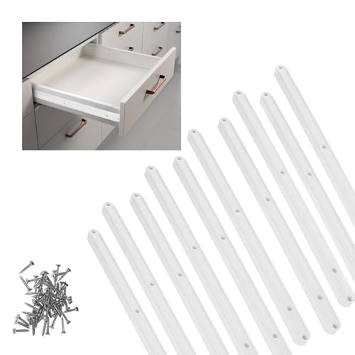 SANTUO 10Pcs 300mm Plastic Drawer Runners with Screws Soft-Close Drawer Slides and Replacement Heavy Duty Draw Runners Set for Kitchen Cupboard Wardrobe Desk Drawer Repair (Thickness: 13mm)