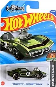 Hot Wheels '68 Corvette Gas Monkey Garage Green 1:64 miniatura 3