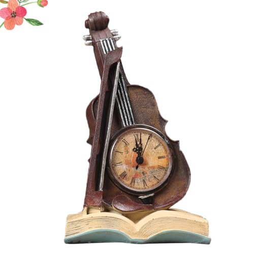 Reloj de violín rojo BESTOYARD de resina para decoración de escritorio 7