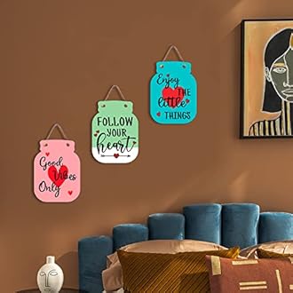 Sehaz Artworks Wall Hanging Decorative Items For Home | Wall Decor Items For Bedroom | Home Decoration Items For Living Room | Home Decor Items | Wooden Wall Hangings For Home Decoration | Room Decor | Positive Vibes Only