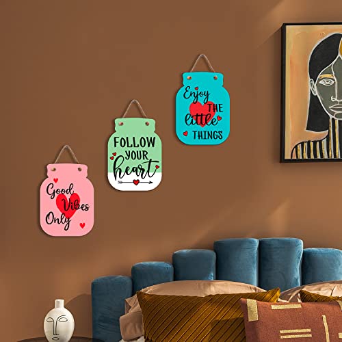 Sehaz Artworks Wall Hanging Decorative Items For Home | Wall Decor Items For Bedroom | Home Decoration Items For Living Room | Home Decor Items | Wooden Wall Hangings For Home Decoration | Room Decor | Positive Vibes Only