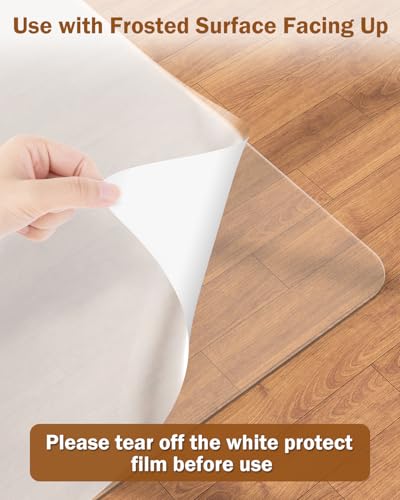 Image of Blvornl 2 Pack Frosted Clear Chair Mat for Hardwood Floor, 32.5 inch*53 inch Hard Material Office Chair Mat, Memory Plastic Computer Chair Pad for Rolling Chairs, Desk Floor Rug for Office and Home