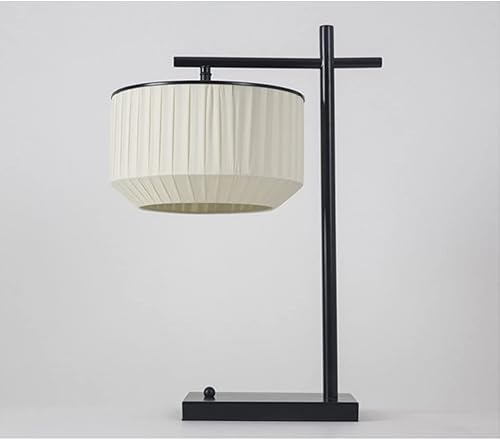 Miniatura 5 de NOLLAM Lámparas de Mesa Chinese Vintage Table Lamp Traditional Retro Bedside Lamp WHandmade Fabric Lampshape Zen Nightstand Lamp for Bedroom Home