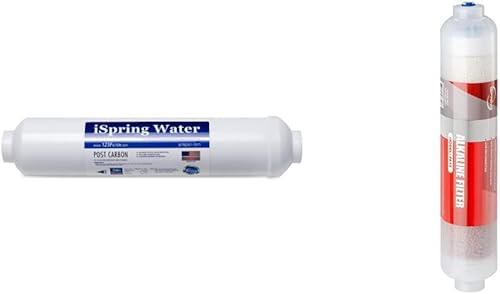 iSpring FT15US Cartucho de filtro de agua de repuesto de carbón activado en línea premium y cartucho de filtro de agua alcalino FA15 para sistema de