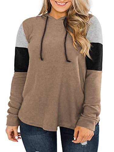 Womens Plus Size Shirts Long Sleeve Hoodies Pullover Oversized Tops Khaki 26W