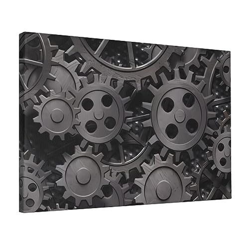 Poster engrenages anciens métal toile 30x45cm sans cadre
