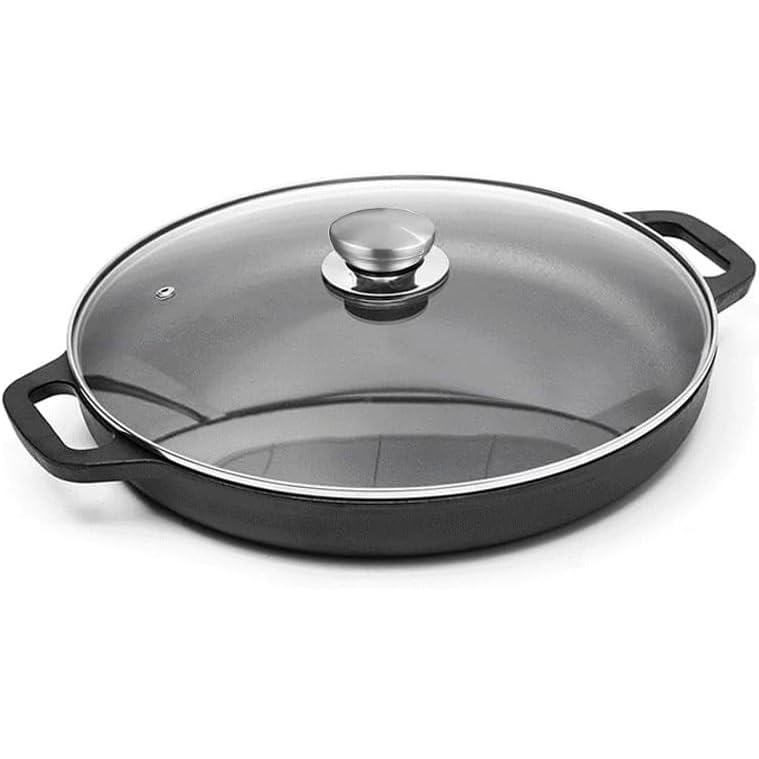 VONOTO Cast Iron Skillet Pan with Lid, Pizza Pan, Round Griddle (Pan with lid 10 inch)