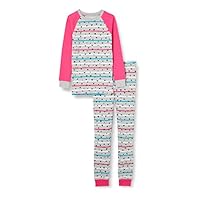 Hatley Girl's Organic Cotton Raglan Sleeve Printed Pyjama Set Pajama