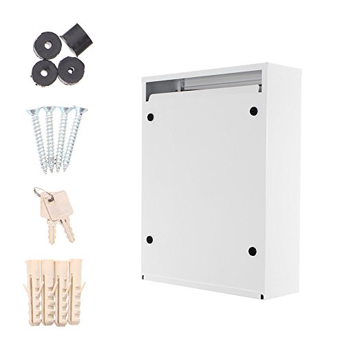 Rottner Brievenbus Como wit, stalen brievenbus, postbus, hekbrievenbus, 2 gleuven, naambordje - Afbeelding 5