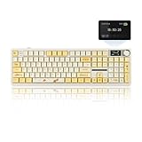 EPOMAKER X Aula F108 PRO ワイヤレスゲーミングキーボード スクリーン付き 8000mAhバッテリー ホットスワップ対応 プログラム可能な104個のキーとノブ RGBバックライト Mac/PC/Android用 技適認証取得 (Yellow)