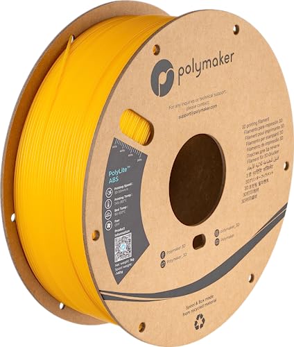 Image of Polymaker ABS Filament 1.75mm Yellow, 1kg 3D Printing Filament, PolyLite ABS 3D Printer Filament, Heat Resistant, Strong & Durable, Dimensional Accuracy + /- 0.03mm