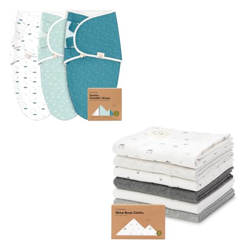 Image of KeaBabies 3-Pack Swaddle Sleep Wrap and 6-Pack Baby Burp Cloths for Boys and Girls - Newborn Swaddle Sack, Large Infant Burping Rags