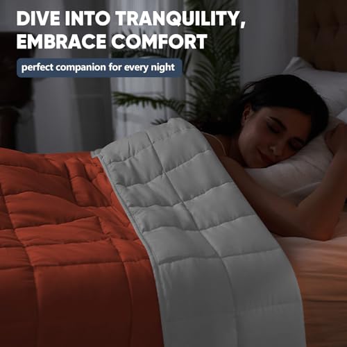 Image of yescool Weighted Blanket for Adults (17 lbs, 60 inch x 80 inch, Orange) Cooling Heavy Blanket for Sleeping Perfect for 110-130 lbs, Queen Size Breathable Blanket with Premium Glass Bead, Machine Washable