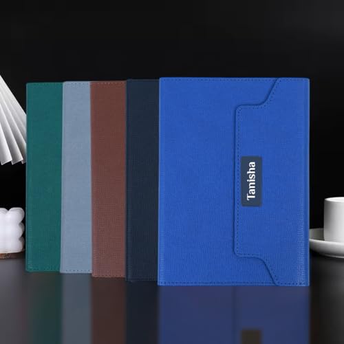 Image of Giftana Personalized Diary with Name, Customized Leather Notebook Diary with Magnetic Flip Lock, A5 Size, 192 Ruled Pages Office Diaries for Writing, New Year Corporate Gifts for Employee (Blue)