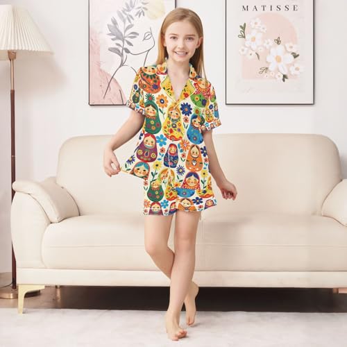 senya Traditional Wooden Doll Satin Summer Pajama Sets Silk Short Sleeve Button Down Sleepwear4
