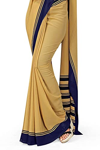 Image of Uniform Sarees Corp Women's Polyester, Cotton Saree With Blouse Piece