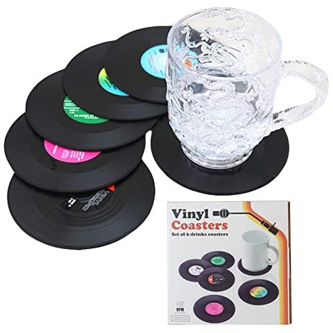6X Retro CD Record Vinyl Coffee Drink Coaster Coaster Chic Silicone Tableware Cover