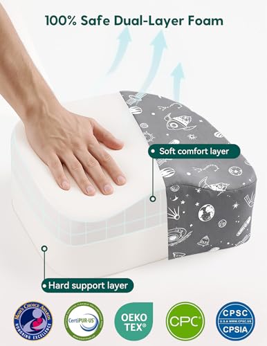 Image of Babelio Ergo-Designed Booster Seat for Kitchen Chair, Promote Proper Upright Posture, Toddler Booster Seat for Dining Table, Removable & Washable Cover, Suitable for 18 Months to 5 Years, Gray Space