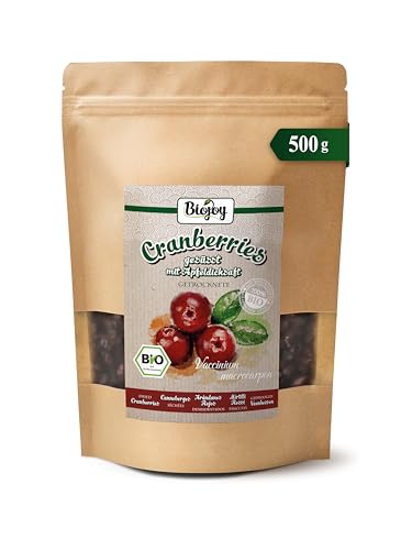 Biojoy Arándano Rojo deshidratado Ecológico (500 g), Arándanos Rojos endulzados con Concentrado de Zumo de Manzana