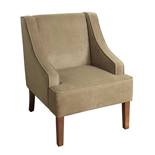 Homepop Home Decor | Upholstered Swoop Arm Accent Chair | Accent Chairs for Living Room & Bedroom | Decorative Home Furniture, Tan Velvet