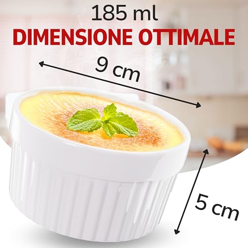 ToCi, pirottini bianchi per crème brûlée, 9 cm, anche per soufflé di cioccolato e altre ricette, in ceramica, Ceramica, Giallo, Confezione da 6 - immagine 4