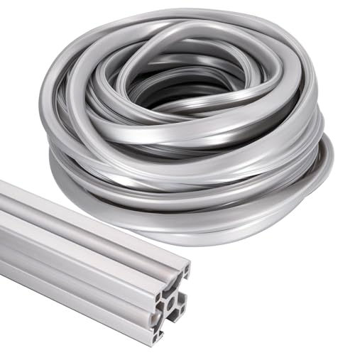 KCNOFNC 13 Meter Aluprofil Dichtungsstreifen 30x30, 40x40 Nut 8, Aluprofil Zubehör, PVC Staubschutz für Aluminium-Profile, Silber