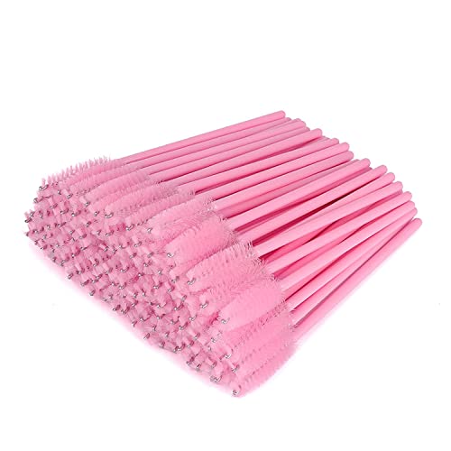 Image of G2PLUS 300PCS Disposable Eyelash Brushes, Adjustable Mascara Wands Makeup Applicator Kits, Lash Spoolies Brushes for Eyelash Extensions and Eyebrows (Pink)