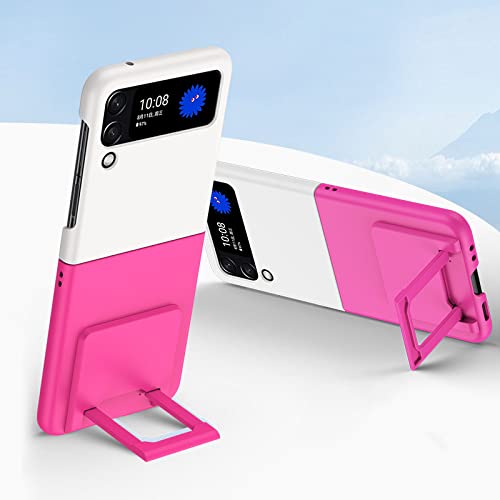 Coque Samsung Galaxy Z Flip 4 et 3 hybride bicolore blanche et rose avec béquille