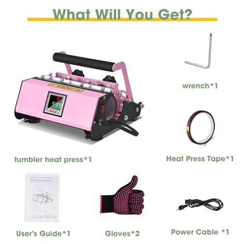 Slendor TUMBLER PINK Heat Press Machine For 20Oz-30Oz Sublimation Blank Glass Cups, Mug Press thumb #7